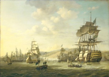 Flota anglo holandesa en la bahía de Argel 1816 buques de guerra Pinturas al óleo
